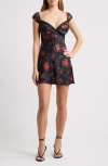 Rare London Rose Print Minidress In Multi