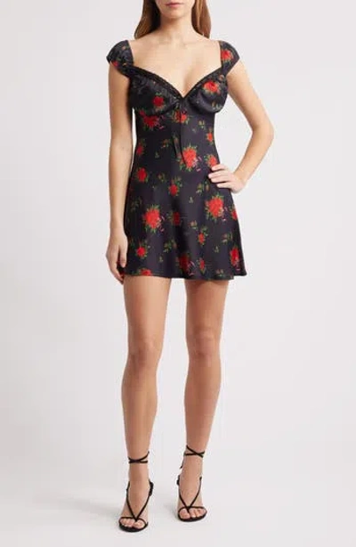 Rare London Rose Print Minidress In Multi