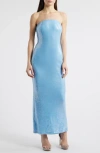 Rare London Sequin Bandeau Gown In Blue