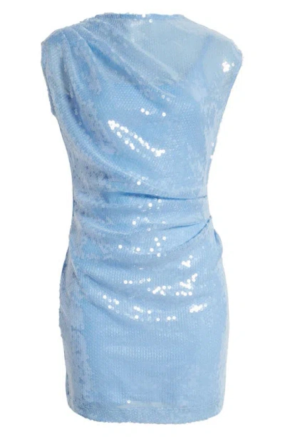 Rare London Sequin Cocktail Minidress In Baby Blue