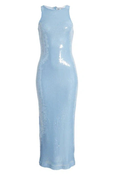 Rare London Sequin Sleeveless Maxi Dress In Baby Blue