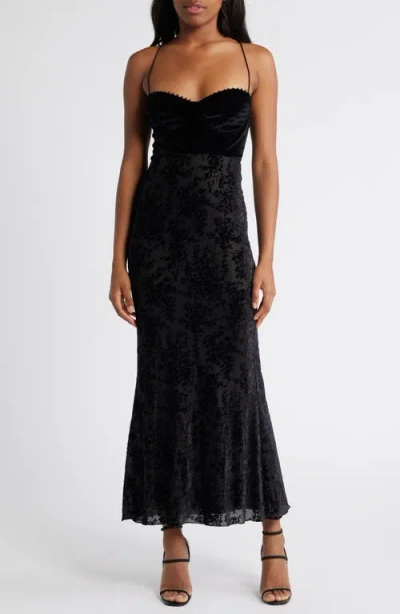 Rare London Sleeveless Burnout Velvet Gown In Black