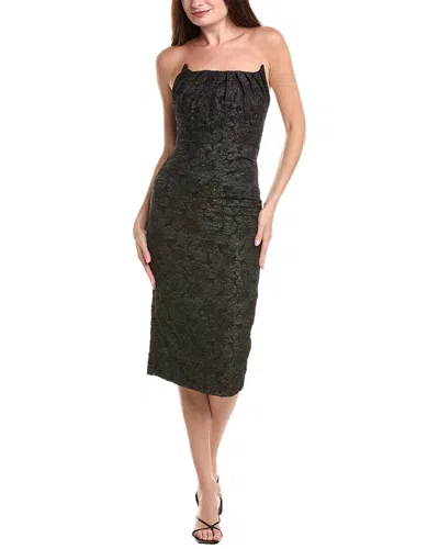 Rare London Strapless Corset Textured Midi Dress