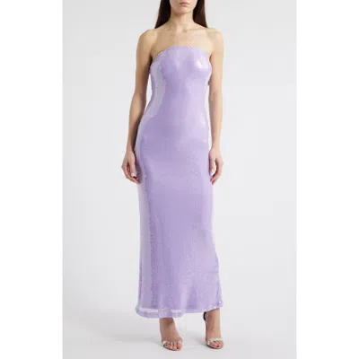 Rare London Strapless Sequin Dress In Lilac