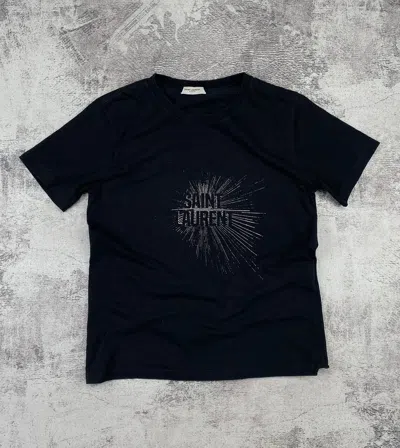 Pre-owned Rare Luxury Big Logo Saint Laurent Paris T-shirt In Black