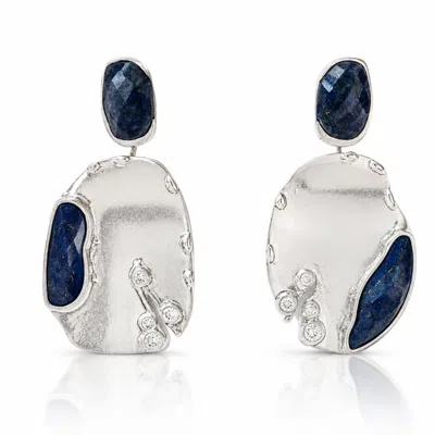 Rare Matters Jewelry Women's Blue Cascade Natural Lapis Gemstone Silver Earring