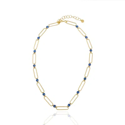 Rare Matters Jewelry Women's Blue Crystal Link Necklace