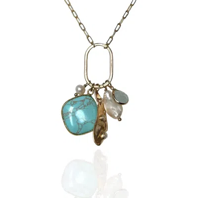 Rare Matters Jewelry Women's Blue / Gold Radiance Charm Turquoise Necklace In Multi