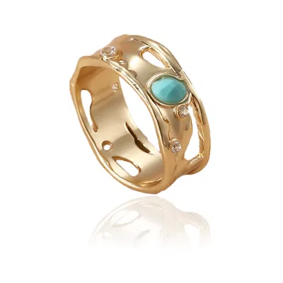 Rare Matters Jewelry Women's Blue / Gold Sprinkled Turquoise Banded Ring