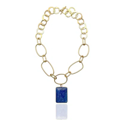 Rare Matters Jewelry Women's Blue Luxe Lapis Statement Chain Necklace