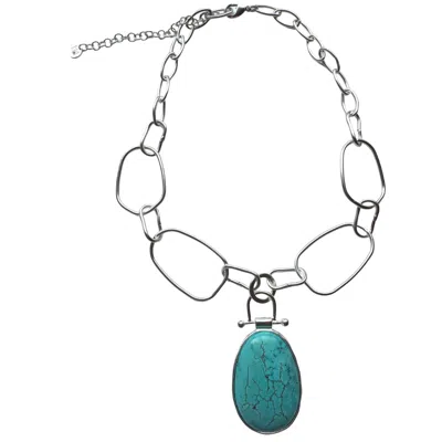 Rare Matters Jewelry Women's Blue Luxe Turquoise Oval Pendant Necklace
