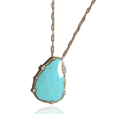 Rare Matters Jewelry Women's Blue Organic Turquoise Teardrop Necklace