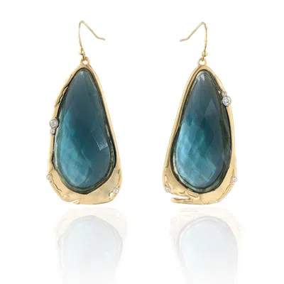 Rare Matters Jewelry Women's Fluid Teardrop Blue Statement Earrings