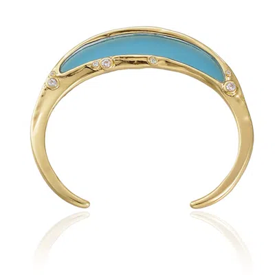 Rare Matters Jewelry Women's Gemstone Inlay Bangle Cuff - Blue
