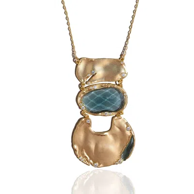 Rare Matters Jewelry Women's Gemstone Statement Goddess Necklace Blue