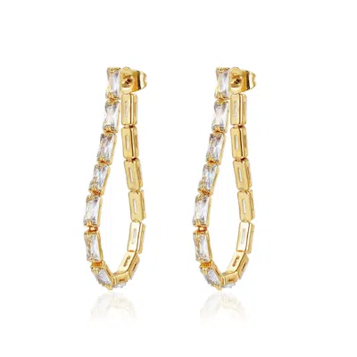 Rare Matters Jewelry Women's Gold Crystal Link Hoops Earrings