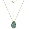 Rare Matters Jewelry Women's Gold / Green Organic African Turquoise Teardrop Necklace