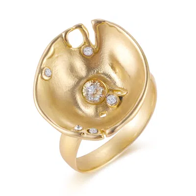 Rare Matters Jewelry Women's Gold Organic Clear Glass Lily Ring