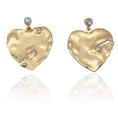 Rare Matters Jewelry Women's Gold Organic Sculpted Heart Earrings Special Valentines Day Card