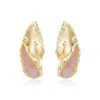 Rare Matters Jewelry Women's Gold / Pink / Purple Lustrous Inlay Strawberry Quartz Stud Earrings