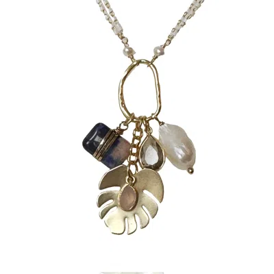 Rare Matters Jewelry Women's Gold Radiance Charm Sodalite Necklace