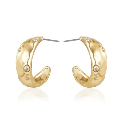 Rare Matters Jewelry Women's Gold Sculpted Mini Hoop Earrings