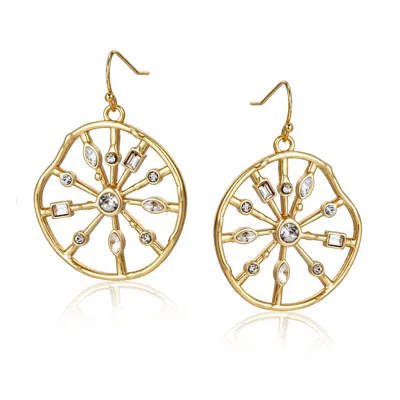 Rare Matters Jewelry Women's Gold Sunbeam Wheel Earrings