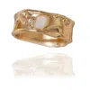 Rare Matters Jewelry Women's Gold / White Sprinkled Clear Quartz Gemstone Banded Ring
