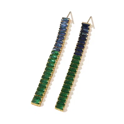 Rare Matters Jewelry Women's Green / Blue Blue Green Crystal Beam Earrings