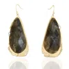 Rare Matters Jewelry Women's Grey / Brown Fluid Teardrop Labradorite Statement Earrings