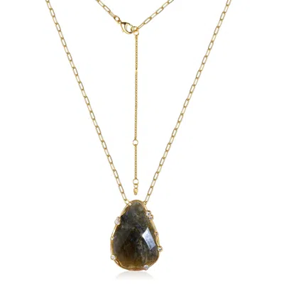 Rare Matters Jewelry Women's Grey Organic Labradorite Teardrop Necklace