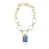 Rare Matters Jewelry Women's Luxe Blue Aventurine Statement Chain Necklace