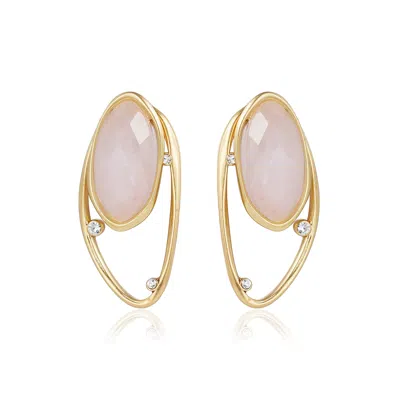 Rare Matters Jewelry Women's Neutrals Double Style Rose Quartz Gem Earrings