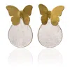 Rare Matters Jewelry Women's Neutrals / Gold Spring Butterfly Clear Quartz Statement Earrings