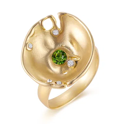 Rare Matters Jewelry Women's Organic Green Glass Lily Ring