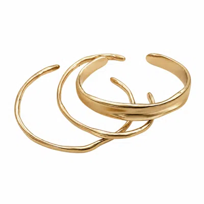 Rare Matters Jewelry Women's Organic Sculpted Gold Bangle Set Of Three
