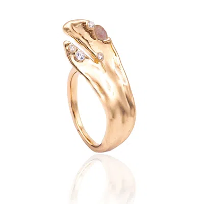 Rare Matters Jewelry Women's Pink / Purple Feather Touch Ring Strawberry Quartz