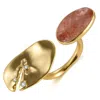 Rare Matters Jewelry Women's Pink / Purple Floating Stone Strawberry Quartz Huggie Ring