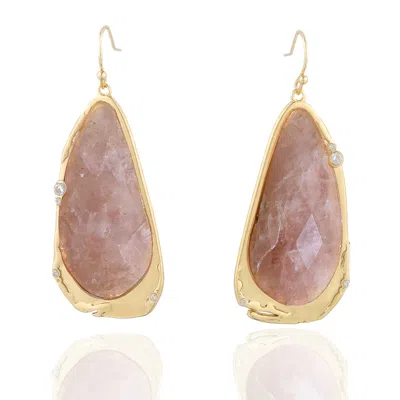 Rare Matters Jewelry Women's Pink / Purple Fluid Teardrop Strawberry Quartz Statement Earrings