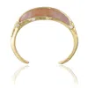 Rare Matters Jewelry Women's Pink / Purple Gemstone Inlay Bangle Cuff - Strawberry Quartz