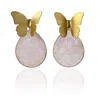 Rare Matters Jewelry Women's Pink / Purple / Gold Spring Butterfly Rose Quartz Statement Earrings