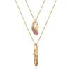 Rare Matters Jewelry Women's Pink / Purple Organic Double Drop Necklace Strawberry Quartz