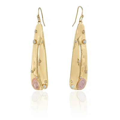 Rare Matters Jewelry Women's Pink / Purple Organic Gemstone Petal Earrings Rose Quartz In Multi