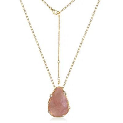 Rare Matters Jewelry Women's Pink / Purple Organic Strawberry Quartz Teardrop Necklace
