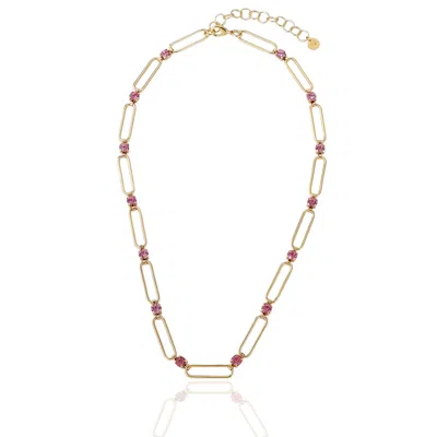 Rare Matters Jewelry Women's Pink / Purple Pink Crystal Link Necklace