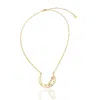 Rare Matters Jewelry Women's Pink / Purple Stellar Arc Crescent Moon Strawberry Quartz Necklace