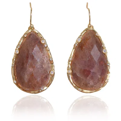 Rare Matters Jewelry Women's Pink / Purple Timeless Nature's Beauty Teardrop Earrings Strawberry Quartz