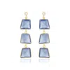 Rare Matters Jewelry Women's Prism Ladder Blue Glass Triple Drop Earrings