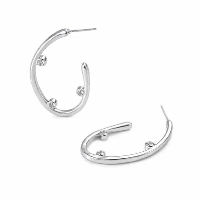 Rare Matters Jewelry Women's Sculpted Curve Silver Hoops