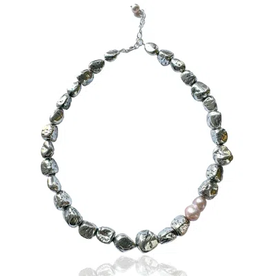 Rare Matters Jewelry Women's Silver / Pink / Purple Sterling Silver Pink Baroque Pearl Statement Necklace In Multi
